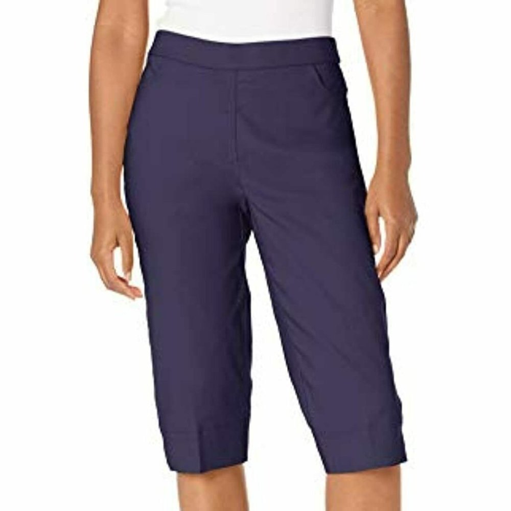 NWT Alfred Dunner Women's Classic FIT Allure Clam Digger Pant (Navy, 18) #318-2